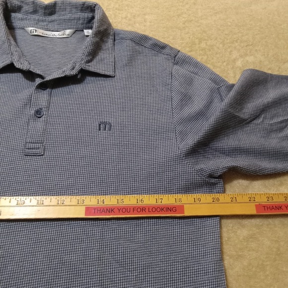 Travis Mathew Men's Long Sleeve Golf Polo Shirt Houndstooth Medium Blue - Picture 5 of 6
